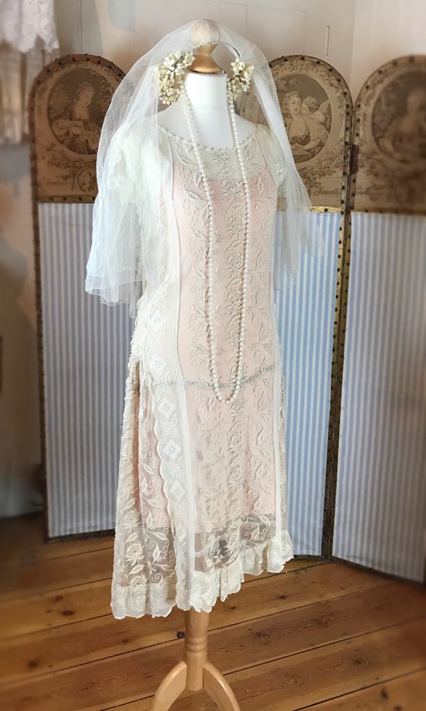 Original 1920's embroidered french lace ...